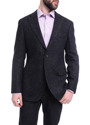 Napoli BLAZERS Napoli Slim Fit Navy Blue Donegal Two Button Half Canvassed Wool Sportcoat