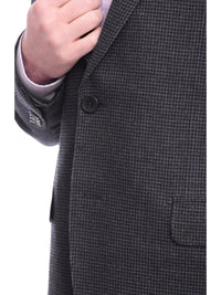 Thumbnail for Napoli BLAZERS Napoli Slim Fit Navy Blue Houndstooth Half Canvassed Zegna Wool Blazer Sportcoat