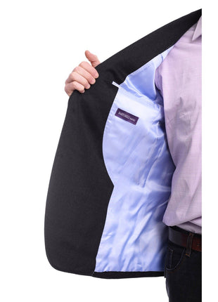 Napoli BLAZERS Napoli Slim Fit Solid Navy Flannel Half Canvassed Wool Silk Cashmere Sportcoat