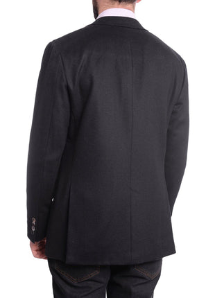 Napoli BLAZERS Napoli Slim Fit Solid Navy Flannel Half Canvassed Wool Silk Cashmere Sportcoat