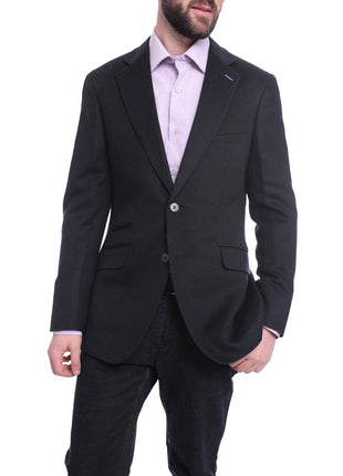 Napoli BLAZERS Napoli Slim Fit Solid Navy Flannel Half Canvassed Wool Silk Cashmere Sportcoat