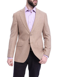 Thumbnail for Napoli BLAZERS Napoli Slim Fit Tan Herringbone Half Canvassed Cashmere Blazer Sportcoat