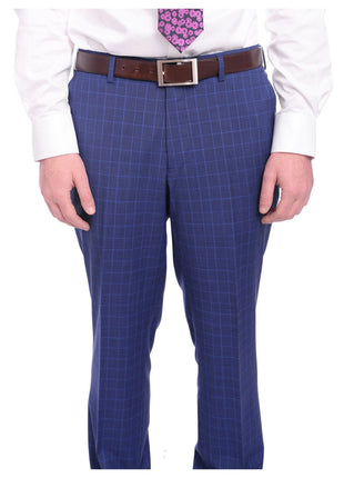 Napoli Napoli Classic Fit Blue Glen Plaid Half Canvassed Super 150s Wool Suit