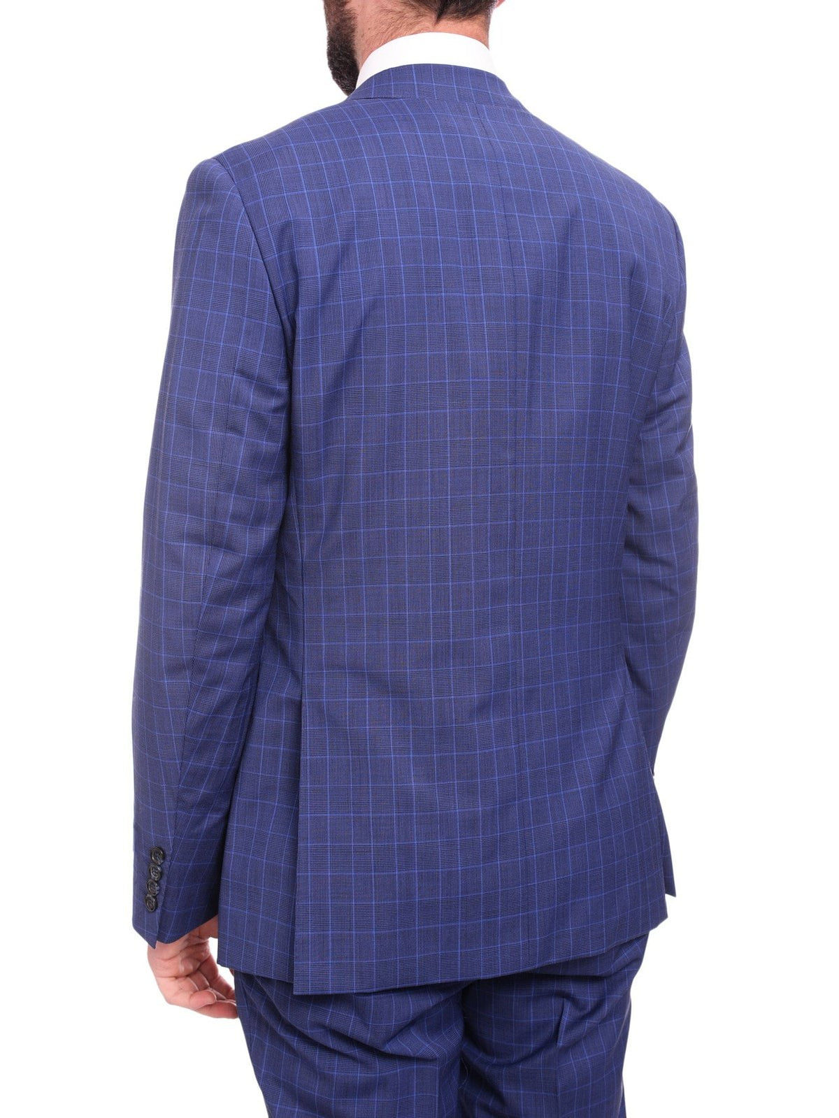 Napoli Napoli Classic Fit Blue Glen Plaid Half Canvassed Super 150s Wool Suit