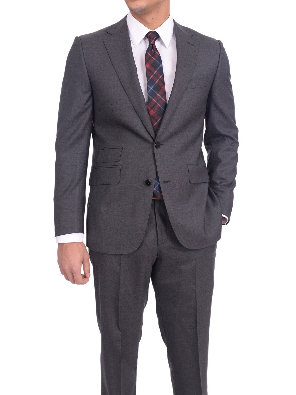 Napoli Sale Suits Mens Napoli Slim Fit Charcoal Gray Half Canvassed Italian Marzotto Wool Suit