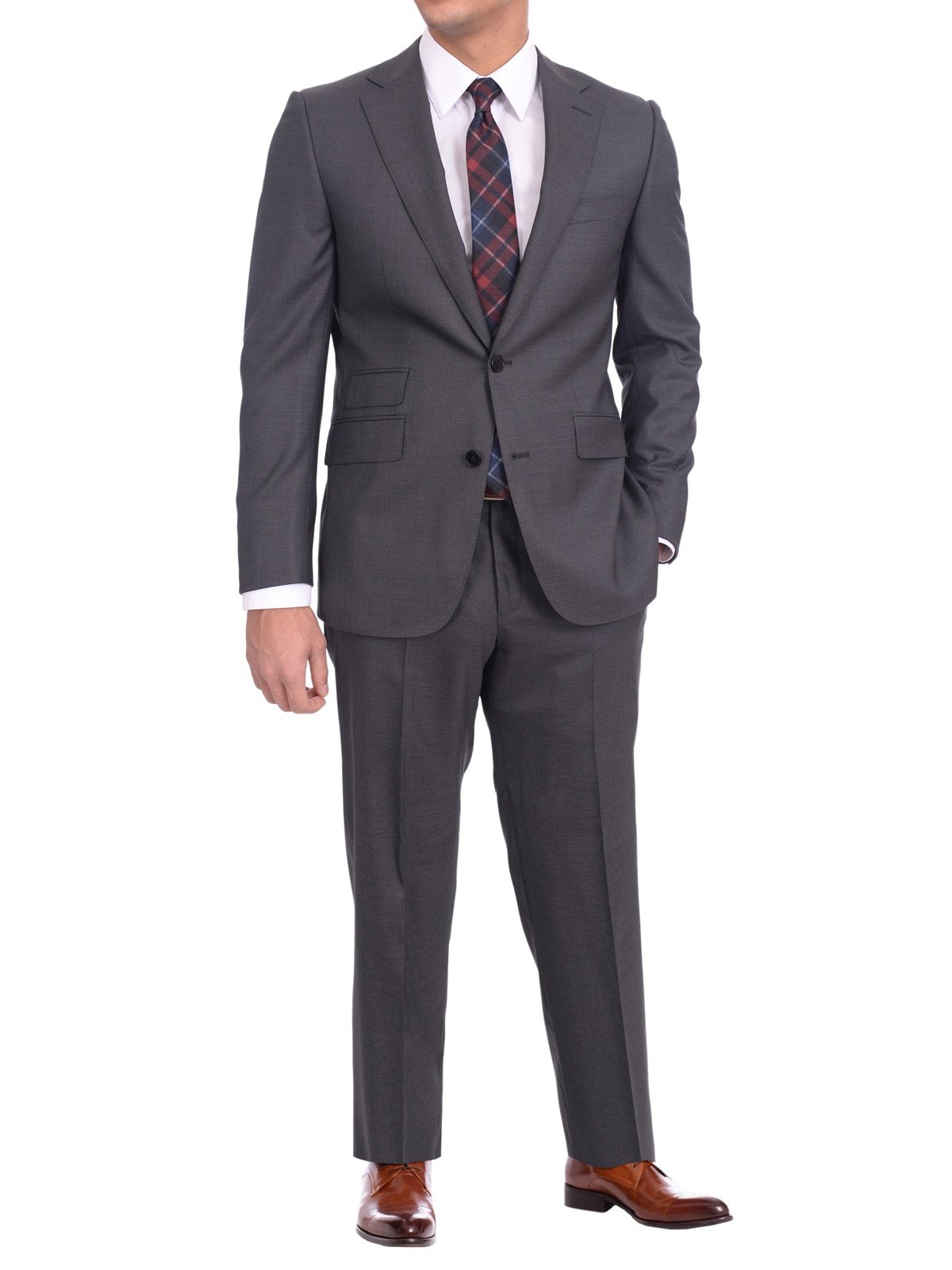 Napoli Sale Suits Mens Napoli Slim Fit Charcoal Gray Half Canvassed Italian Marzotto Wool Suit