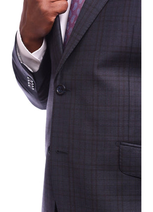 Napoli Sale Suits Napoli Slim Fit Blue Plaid Two Button Half Canvassed Reda Wool Suit