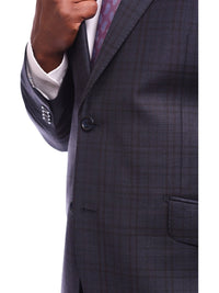 Thumbnail for Napoli Sale Suits Napoli Slim Fit Blue Plaid Two Button Half Canvassed Reda Wool Suit