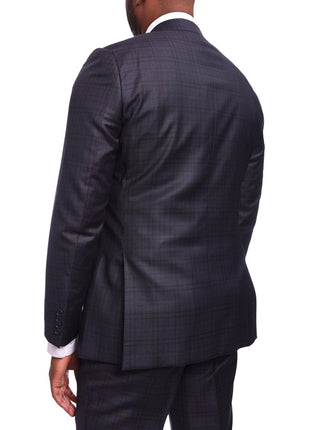 Napoli Sale Suits Napoli Slim Fit Blue Plaid Two Button Half Canvassed Reda Wool Suit