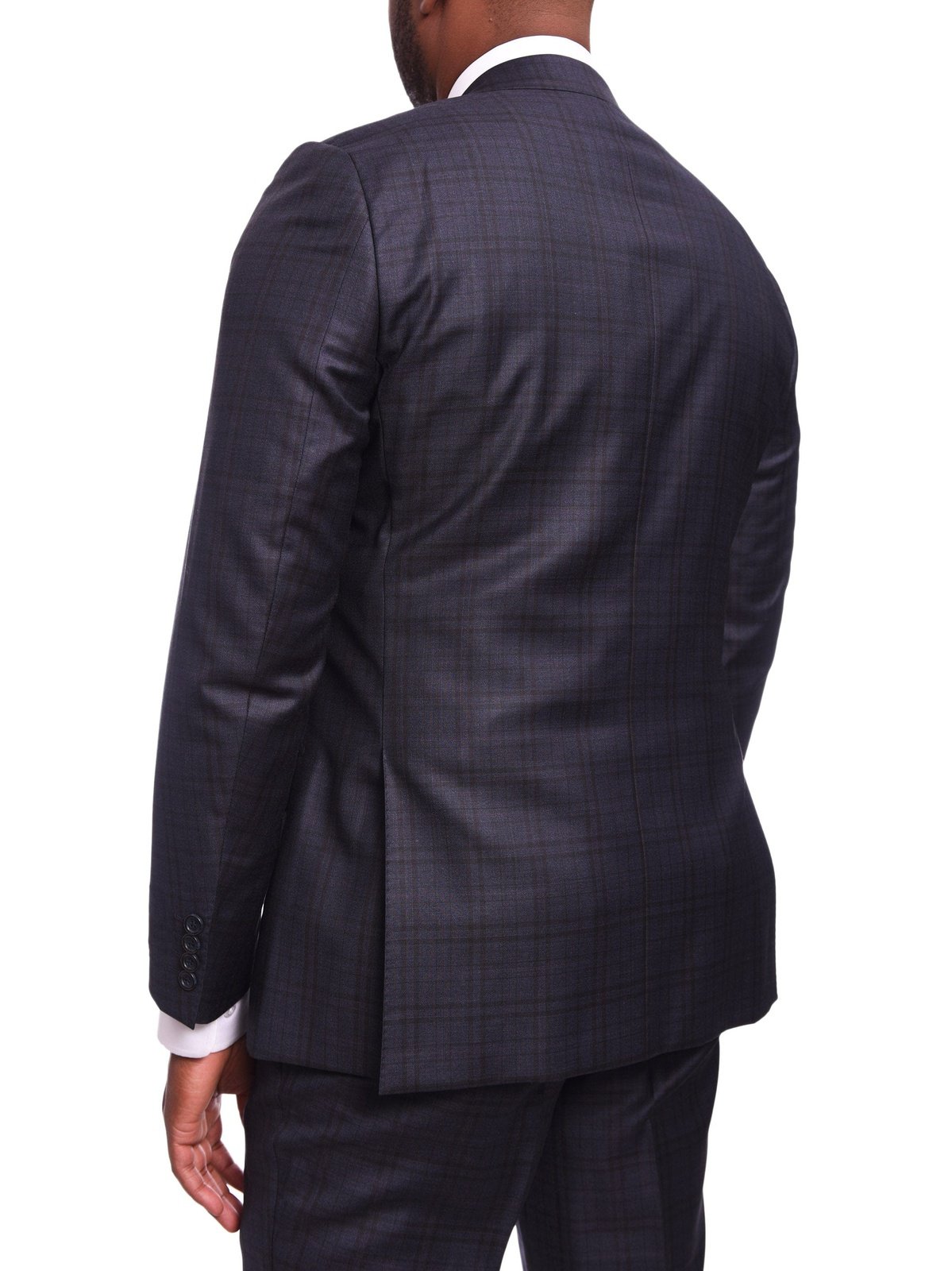 Napoli Sale Suits Napoli Slim Fit Blue Plaid Two Button Half Canvassed Reda Wool Suit