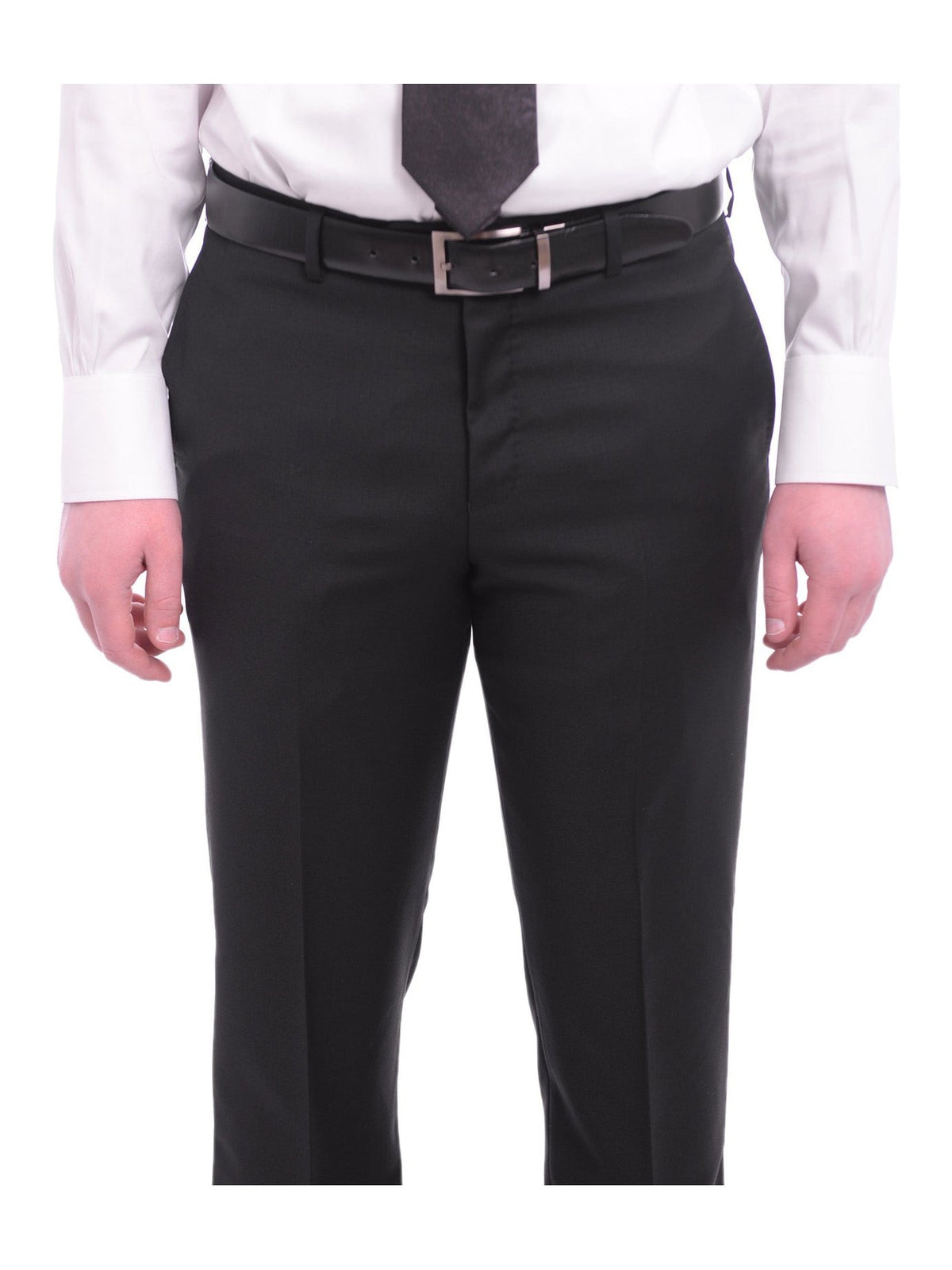 Napoli SUITS Napoli Slim Fit Solid Black Half Canvassed Wool Cashmere Blend Suit