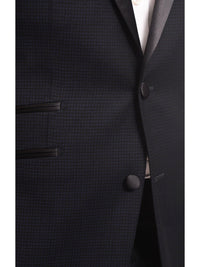 Thumbnail for Napoli TUXEDOS Napoli Slim Fit Navy Blue Check Two Button Wool Tuxedo Suit