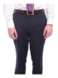 Thumbnail for Napoli TWO PIECE SUITS Men's Napoli Classic Fit Blue Windowpane Plaid Super 150s 100% Italian Wool Suit