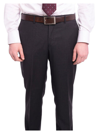 Napoli TWO PIECE SUITS Men's Napoli Classic Fit Solid Blue Two Button Half Canvassed Italian Wool Suit