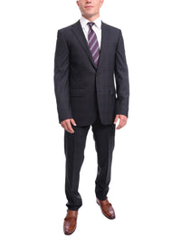 Thumbnail for Napoli TWO PIECE SUITS Men's Napoli Slim Fit Blue Plaid Half Canvassed 2 Button Super 150s Wool Suit