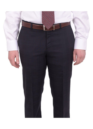 Napoli TWO PIECE SUITS Men's Napoli Slim Fit Blue Plaid Half Canvassed 2 Button Super 150s Wool Suit