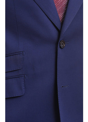 Napoli TWO PIECE SUITS Men's Napoli Slim Fit Solid Royal Blue Half Canvassed Two Button Reda Wool Suit