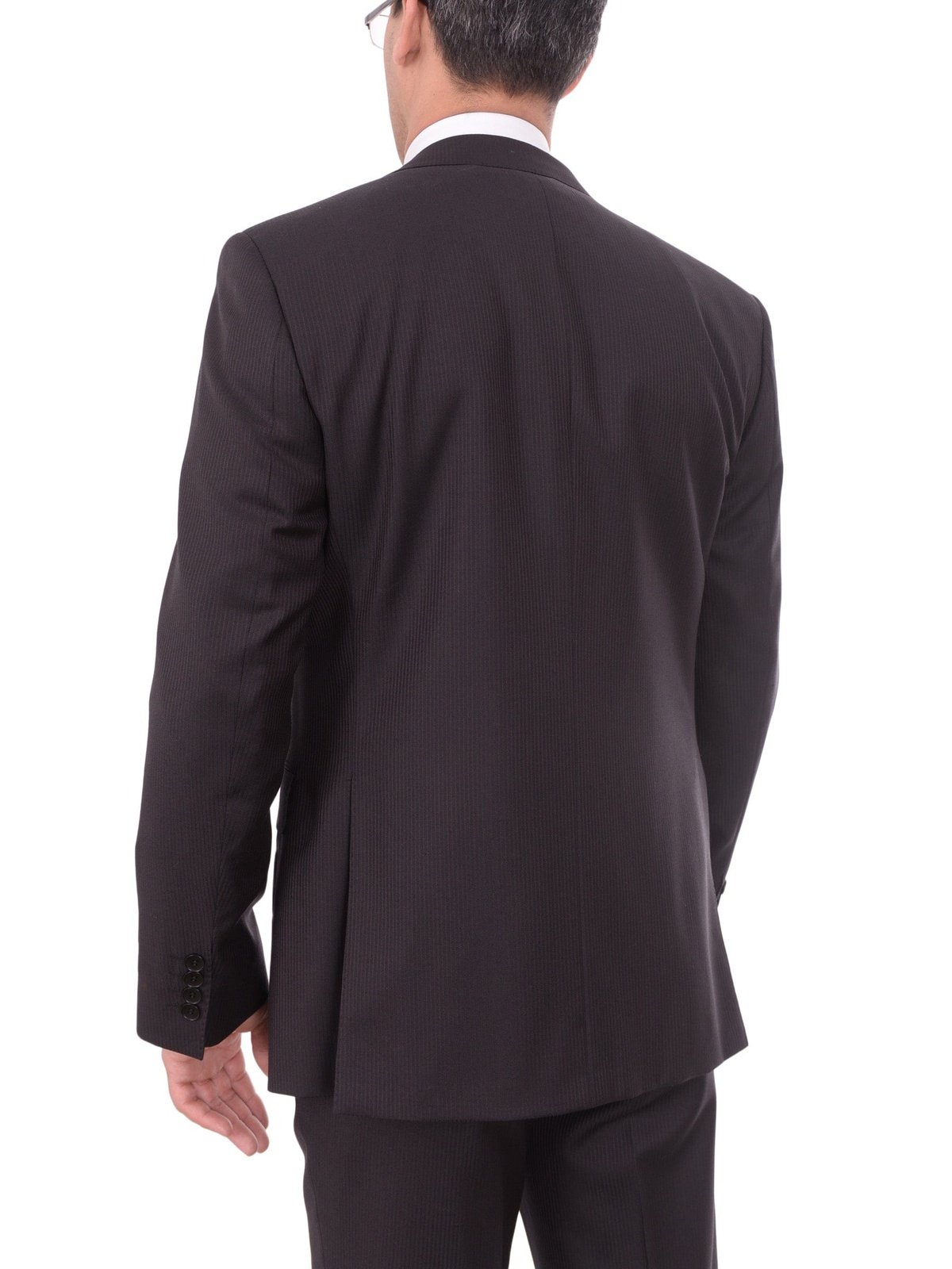 Napoli TWO PIECE SUITS Mens Napoli Black Pinstriped Half Canvassed Tallia Delfino Wool Suit