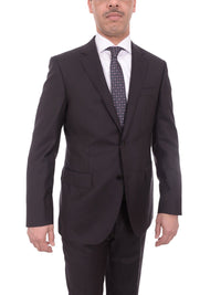Thumbnail for Napoli TWO PIECE SUITS Mens Napoli Black Pinstriped Half Canvassed Tallia Delfino Wool Suit
