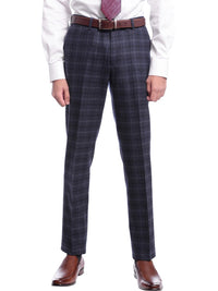 Thumbnail for Napoli TWO PIECE SUITS Mens Napoli Slim Fit Blue Plaid Half Canvassed Flannel Reda Wool Suit