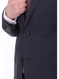 Thumbnail for Napoli TWO PIECE SUITS Mens Napoli Slim Fit Blue Textured Half Canvassed Marzotto Wool Suit