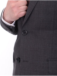Thumbnail for Napoli TWO PIECE SUITS Mens Napoli Slim Fit Gray Glen Plaid Half Canvassed Marzotto Wool Suit