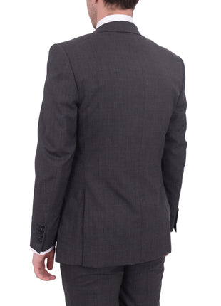 Napoli TWO PIECE SUITS Mens Napoli Slim Fit Gray Glen Plaid Half Canvassed Marzotto Wool Suit
