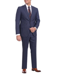 Thumbnail for Napoli TWO PIECE SUITS Mens Napoli Slim Fit Navy Blue Check Half Canvassed Super 150s Wool Suit