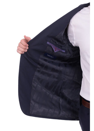 Napoli TWO PIECE SUITS Mens Napoli Slim Fit Solid Blue Half Canvassed Marzotto Wool Suit