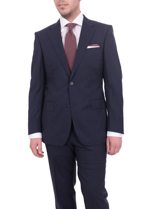 Napoli TWO PIECE SUITS Mens Napoli Slim Fit Solid Blue Half Canvassed Marzotto Wool Suit