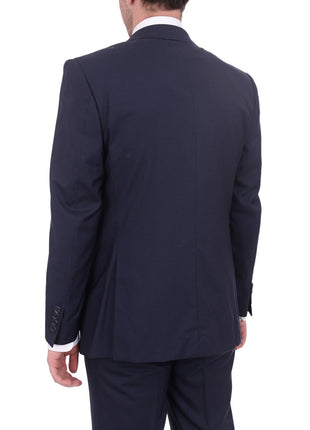 Napoli TWO PIECE SUITS Mens Napoli Slim Fit Solid Blue Half Canvassed Marzotto Wool Suit