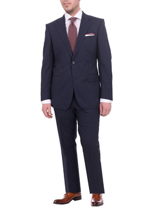 Napoli TWO PIECE SUITS Mens Napoli Slim Fit Solid Blue Half Canvassed Marzotto Wool Suit