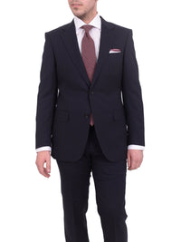 Thumbnail for Napoli TWO PIECE SUITS Mens Napoli Slim Fit Solid Navy Blue Half Canvassed Marzotto Wool Suit
