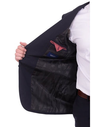 Napoli TWO PIECE SUITS Mens Napoli Slim Fit Solid Navy Blue Half Canvassed Marzotto Wool Suit