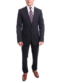 Thumbnail for Napoli TWO PIECE SUITS Mens Napoli Slim Fit Solid Navy Blue Half Canvassed Marzotto Wool Suit