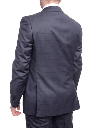 Napoli TWO PIECE SUITS Napoli Classic Fit Blue Plaid Half Canvassed Lanificio Tg Di Fabio Wool Suit