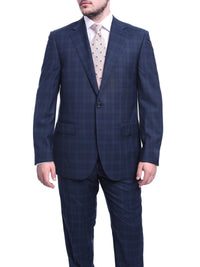 Thumbnail for Napoli TWO PIECE SUITS Napoli Classic Fit Navy Blue Plaid Half Canvassed Super 120s Guabello Wool Suit