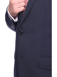 Thumbnail for Napoli TWO PIECE SUITS Napoli Classic Fit Navy Blue Textured Two Button Half Canvassed Reda Wool Suit