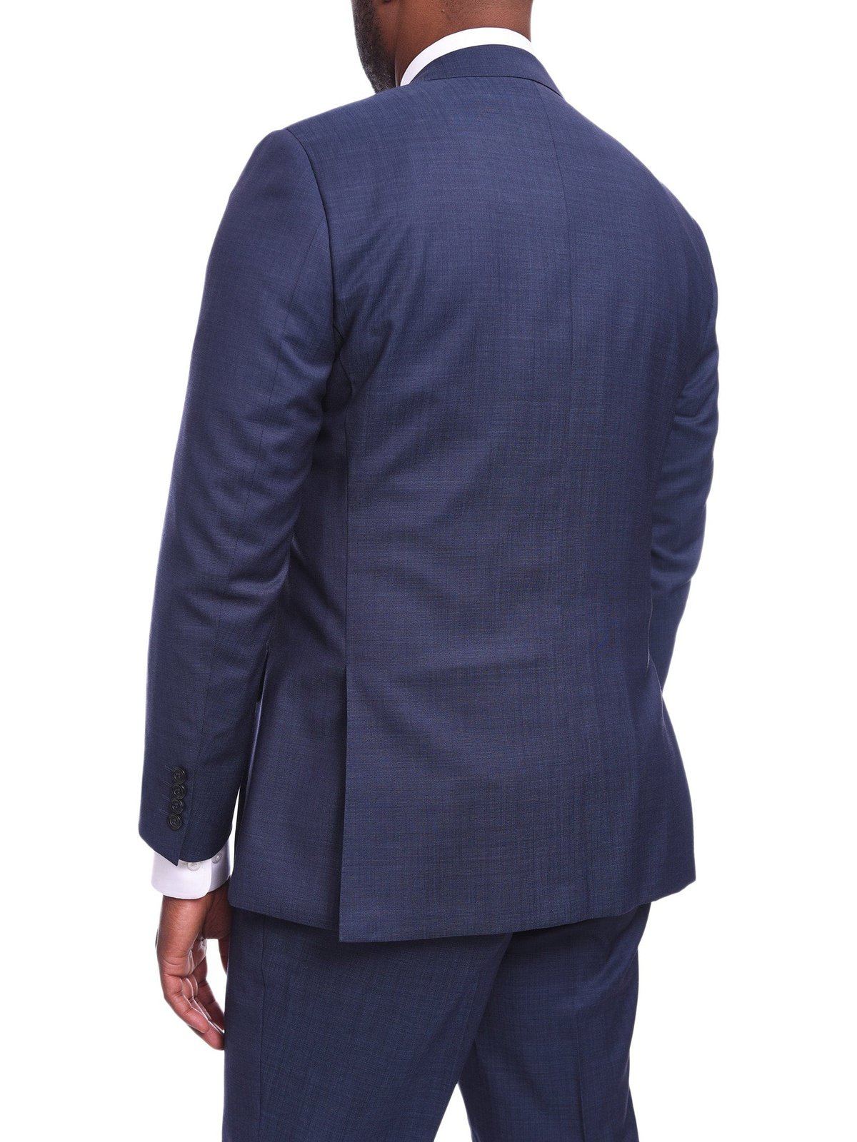 Napoli TWO PIECE SUITS Napoli Classic Fit Navy Blue Tic Weave Half Canvassed Marlane Wool Suit