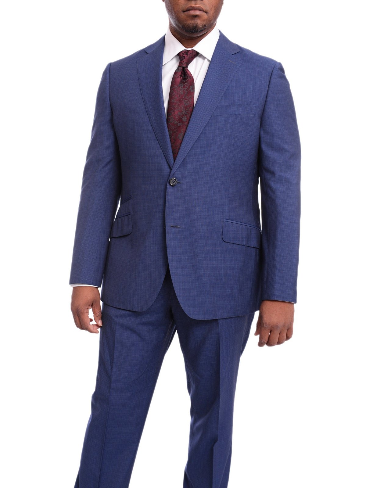 Napoli TWO PIECE SUITS Napoli Slim Fit Blue Mini Check Two Button Half Canvassed Wool Suit