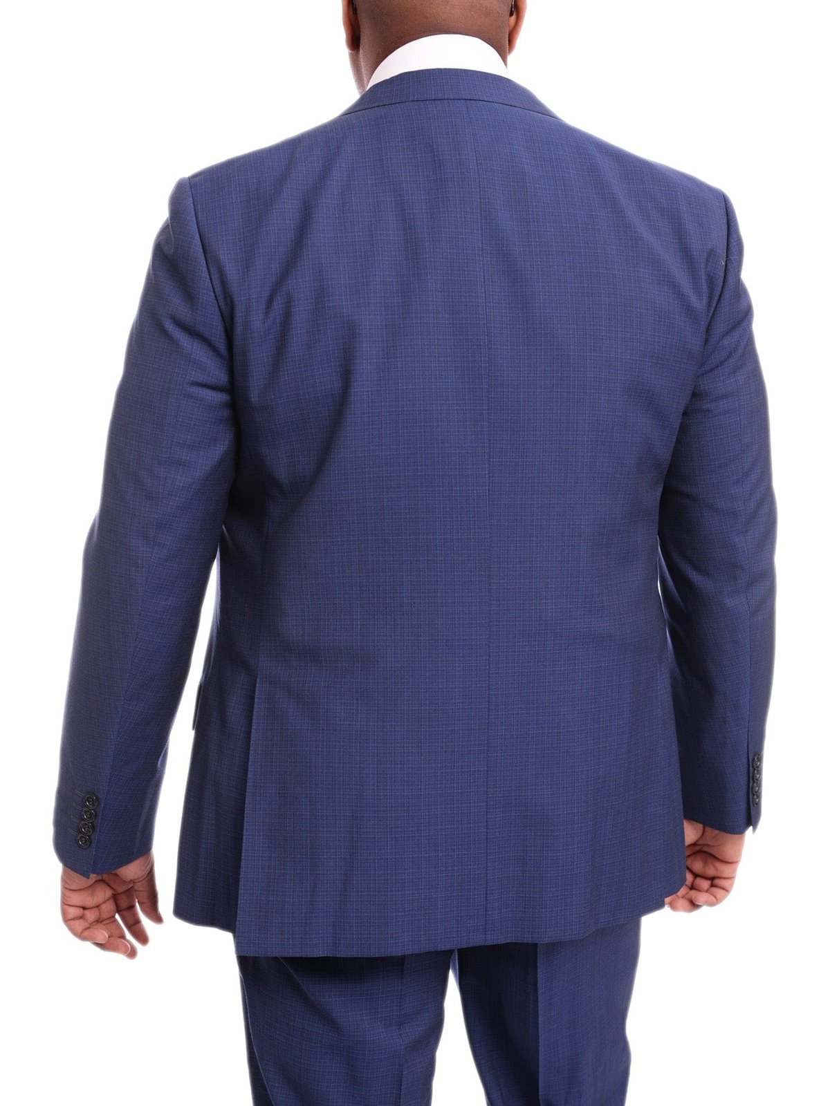 Napoli TWO PIECE SUITS Napoli Slim Fit Blue Mini Check Two Button Half Canvassed Wool Suit