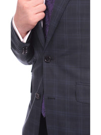 Thumbnail for Napoli TWO PIECE SUITS Napoli Slim Fit Blue Plaid Half Canvassed Super 120s Guabello Wool Suit