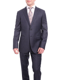 Thumbnail for Napoli TWO PIECE SUITS Napoli Slim Fit Blue Plaid Half Canvassed Two Button Super 150s Wool Suit