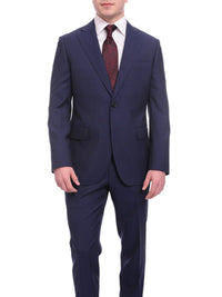 Thumbnail for Napoli TWO PIECE SUITS Napoli Slim Fit Blue Subtle Check Two Button Half Canvassed Reda Wool Suit