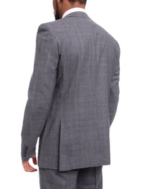 Thumbnail for Napoli TWO PIECE SUITS Napoli Slim Fit Blue Textured Subtle Brown Plaid Half Canvassed Wool Suit