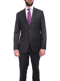 Thumbnail for Napoli TWO PIECE SUITS Napoli Slim Fit Charcoal Gray Blue Plaid Half Canvassed Super 160s Wool Suit