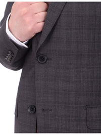 Thumbnail for Napoli TWO PIECE SUITS Napoli Slim Fit Charcoal Gray Plaid Half Canvassed Super 150's Wool Suit