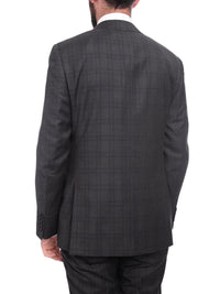 Thumbnail for Napoli TWO PIECE SUITS Napoli Slim Fit Charcoal Gray & Purple Plaid Half Canvassed Super 150s Wool Suit