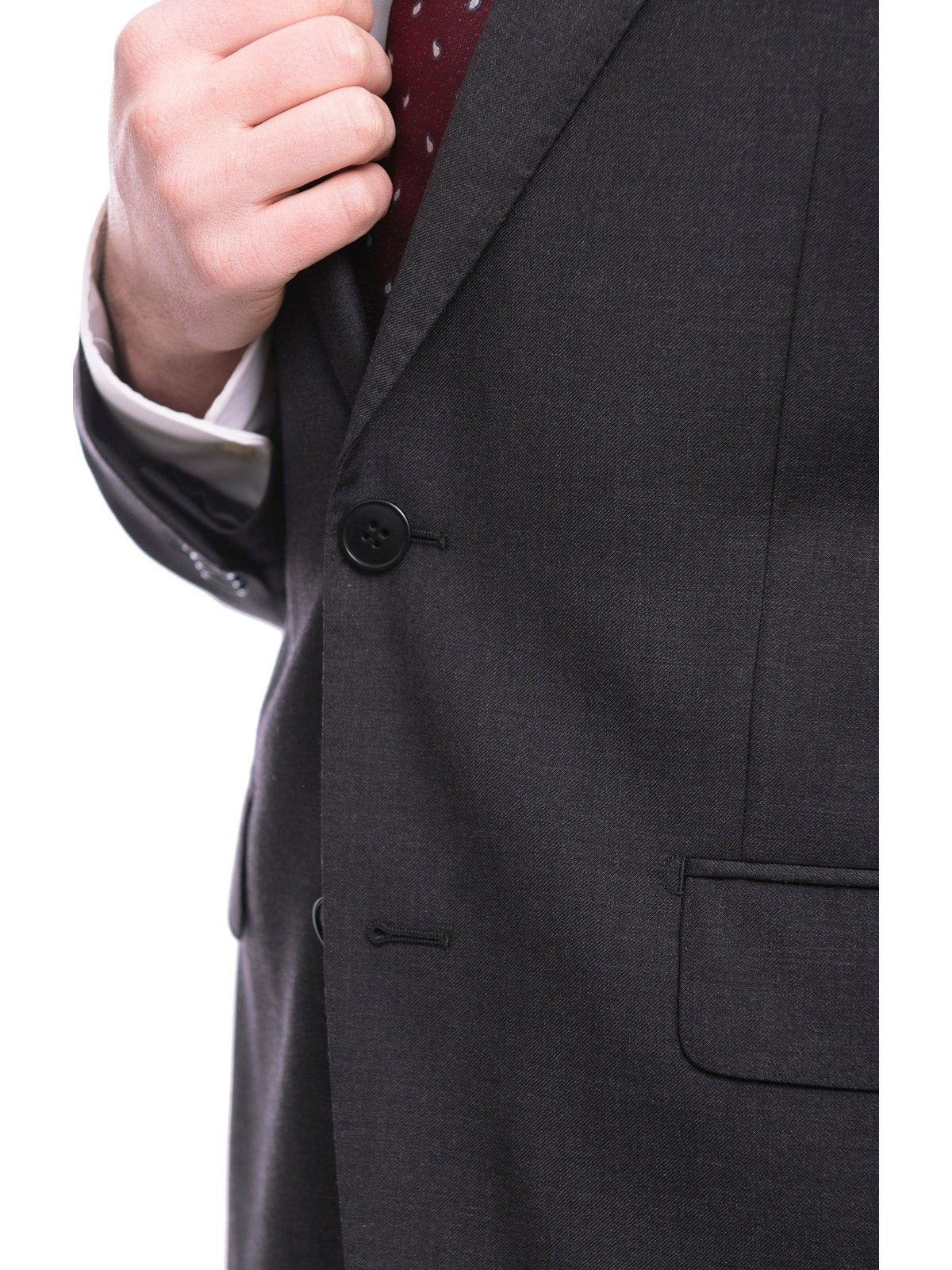 Napoli TWO PIECE SUITS Napoli Slim Fit Charcoal Gray Two Button Half Canvassed Wool Cashmere Suit