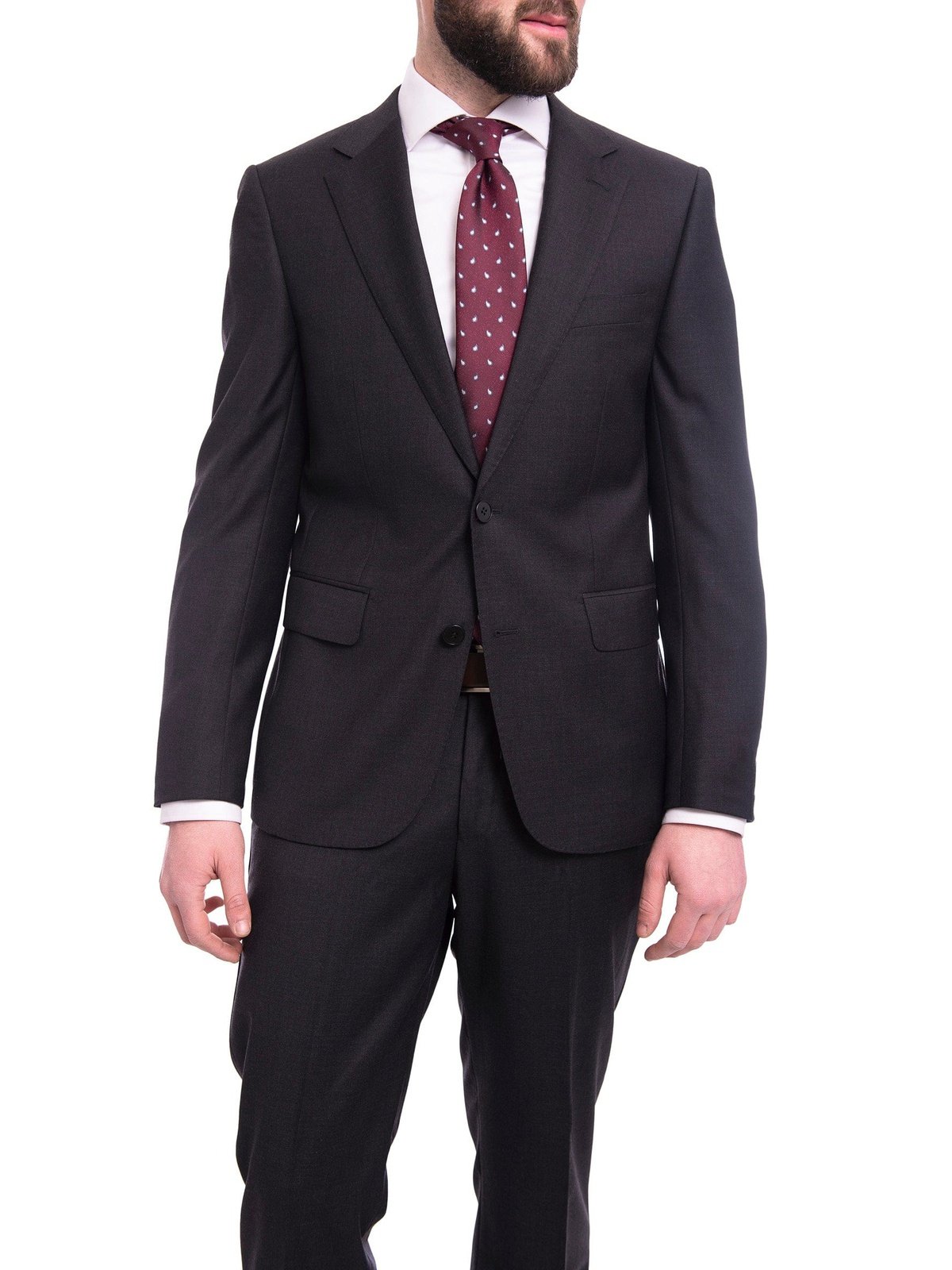 Napoli TWO PIECE SUITS Napoli Slim Fit Charcoal Gray Two Button Half Canvassed Wool Cashmere Suit